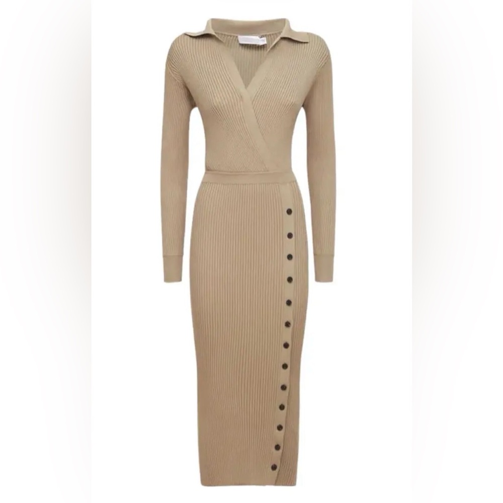 Self-Portrait Ribbed Knit Midi Dress